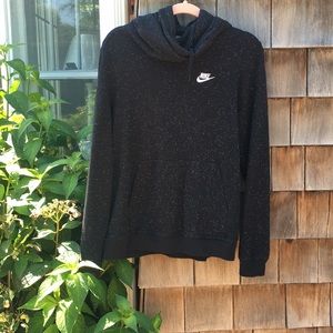 Nike cowl neck confetti speckled black hoodie L